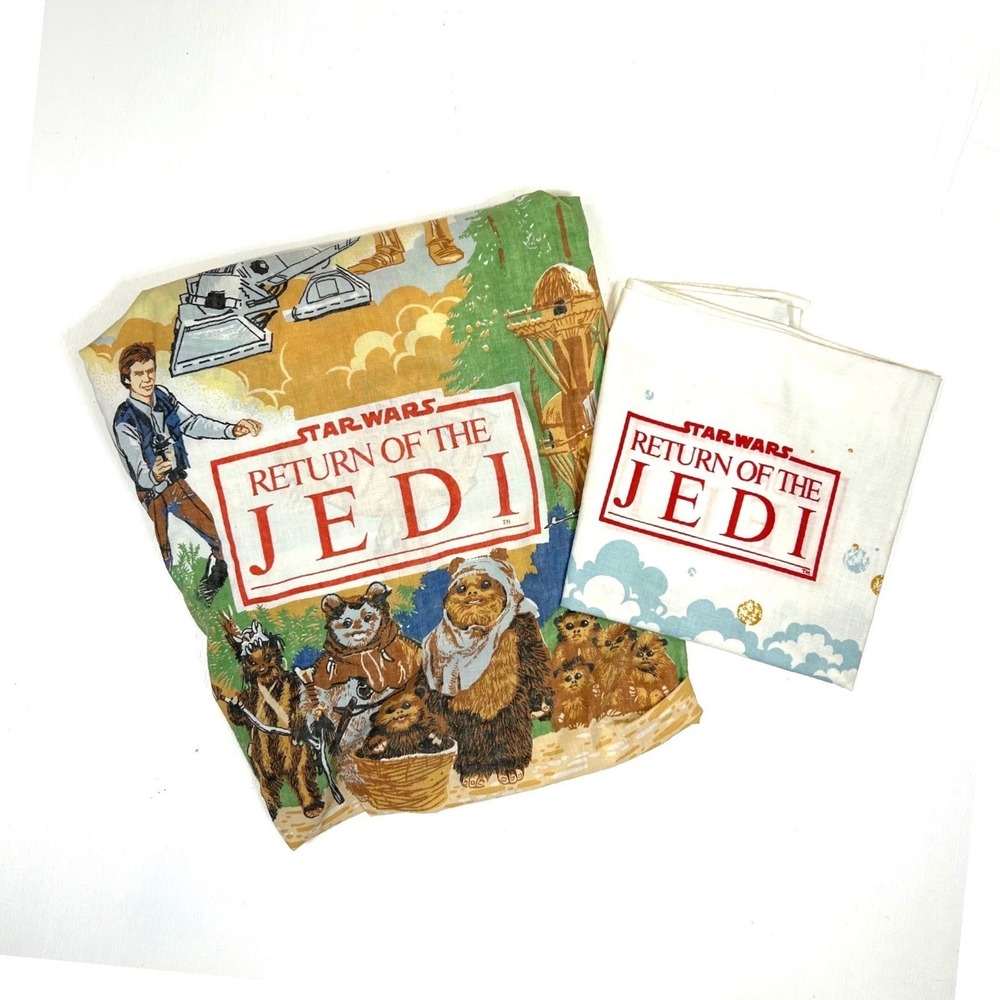 Vintage 1983 Star Wars Return of the Jedi Pillowcase and Fitted Twin Sears